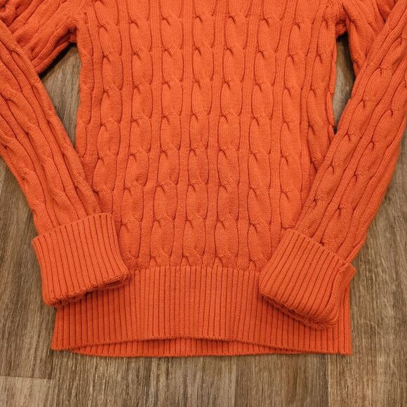 Vtg Abercrombie & Fitch Cable Knit Sweater Mens M Moose Orange Preppy Y2K Swifti - Picture 4 of 9